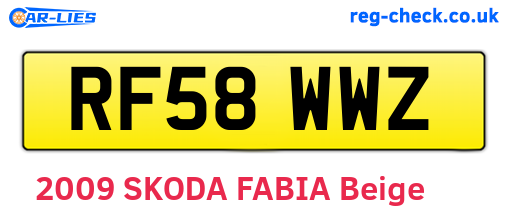 RF58WWZ are the vehicle registration plates.
