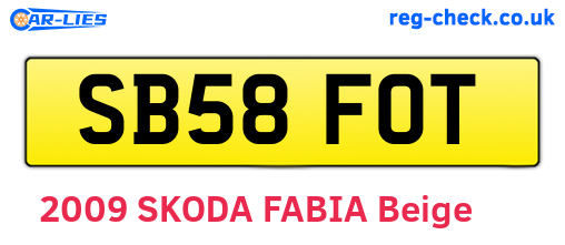 SB58FOT are the vehicle registration plates.