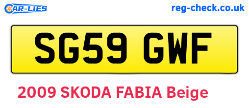 SG59GWF are the vehicle registration plates.