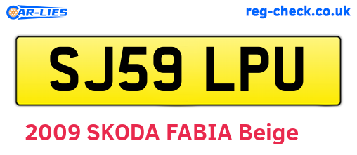 SJ59LPU are the vehicle registration plates.