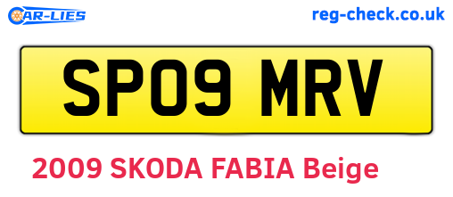 SP09MRV are the vehicle registration plates.