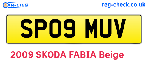 SP09MUV are the vehicle registration plates.