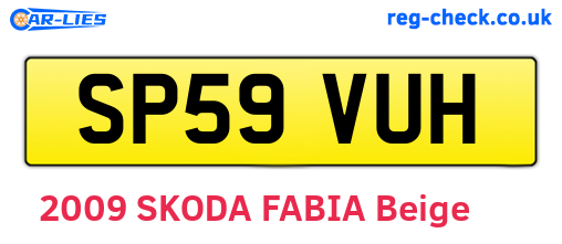 SP59VUH are the vehicle registration plates.