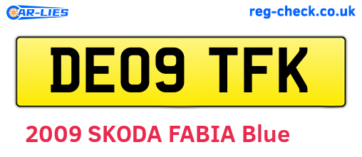 DE09TFK are the vehicle registration plates.