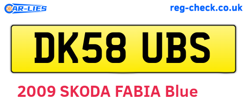 DK58UBS are the vehicle registration plates.