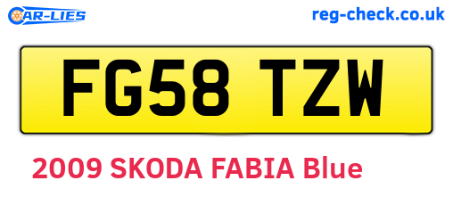 FG58TZW are the vehicle registration plates.