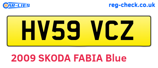 HV59VCZ are the vehicle registration plates.