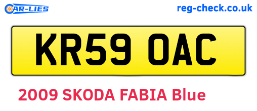 KR59OAC are the vehicle registration plates.
