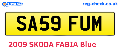 SA59FUM are the vehicle registration plates.