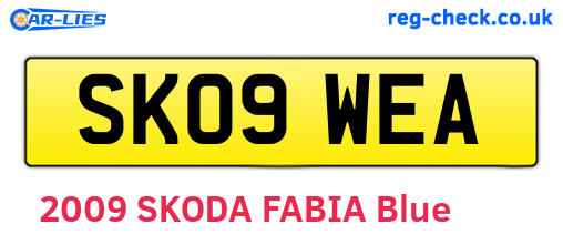 SK09WEA are the vehicle registration plates.