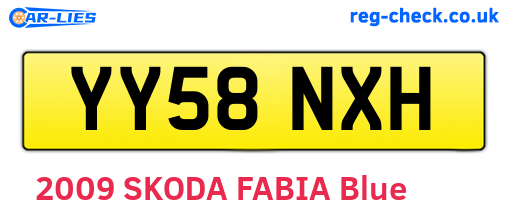 YY58NXH are the vehicle registration plates.