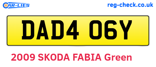 DAD406Y are the vehicle registration plates.