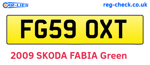 FG59OXT are the vehicle registration plates.