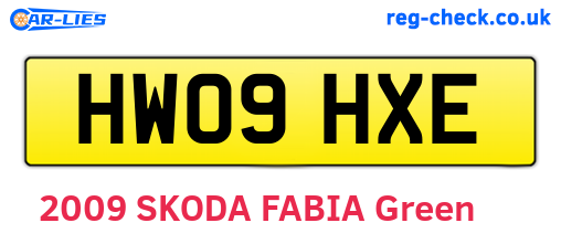 HW09HXE are the vehicle registration plates.