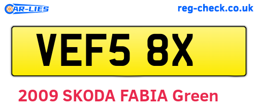 VEF58X are the vehicle registration plates.