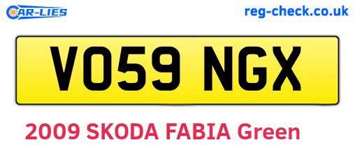VO59NGX are the vehicle registration plates.
