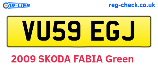 VU59EGJ are the vehicle registration plates.