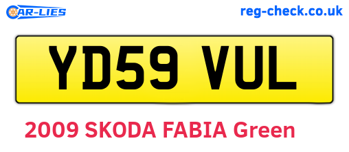 YD59VUL are the vehicle registration plates.
