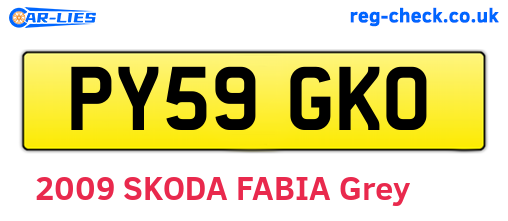 PY59GKO are the vehicle registration plates.