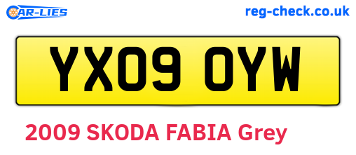 YX09OYW are the vehicle registration plates.