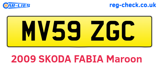 MV59ZGC are the vehicle registration plates.