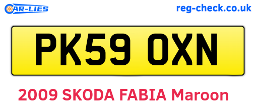 PK59OXN are the vehicle registration plates.