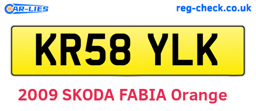 KR58YLK are the vehicle registration plates.