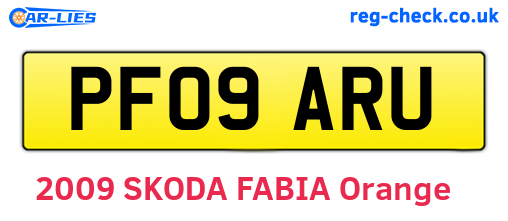 PF09ARU are the vehicle registration plates.