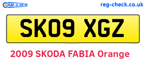 SK09XGZ are the vehicle registration plates.