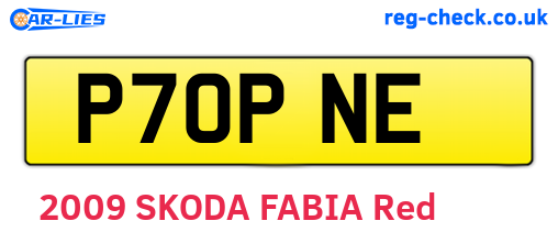 P70PNE are the vehicle registration plates.