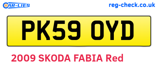 PK59OYD are the vehicle registration plates.