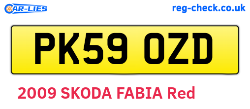 PK59OZD are the vehicle registration plates.