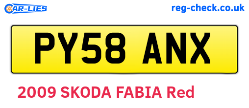 PY58ANX are the vehicle registration plates.