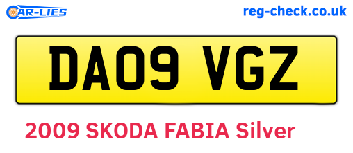DA09VGZ are the vehicle registration plates.