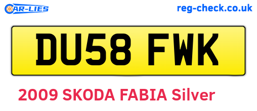 DU58FWK are the vehicle registration plates.