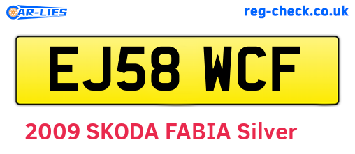 EJ58WCF are the vehicle registration plates.