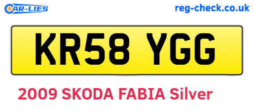 KR58YGG are the vehicle registration plates.