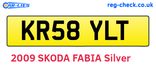 KR58YLT are the vehicle registration plates.
