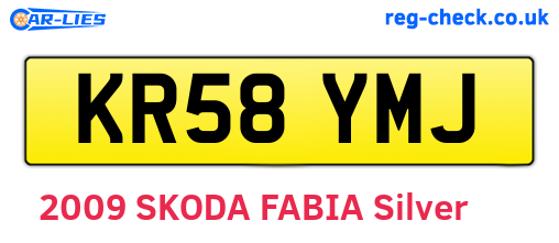 KR58YMJ are the vehicle registration plates.