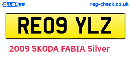 RE09YLZ are the vehicle registration plates.