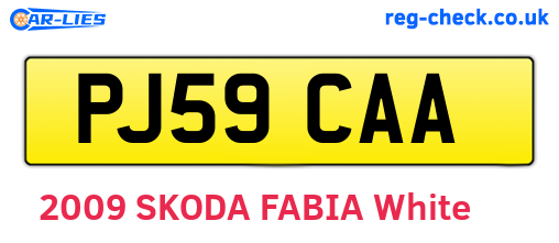 PJ59CAA are the vehicle registration plates.