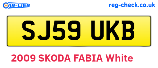 SJ59UKB are the vehicle registration plates.