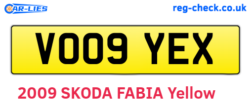 VO09YEX are the vehicle registration plates.