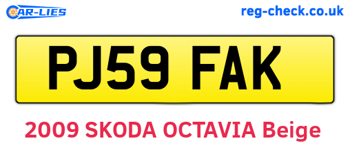 PJ59FAK are the vehicle registration plates.