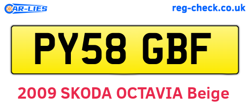 PY58GBF are the vehicle registration plates.