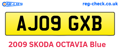 AJ09GXB are the vehicle registration plates.