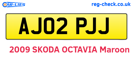AJ02PJJ are the vehicle registration plates.