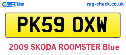 PK59OXW are the vehicle registration plates.