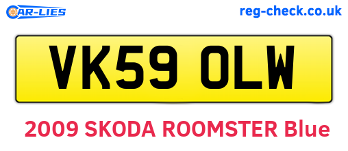 VK59OLW are the vehicle registration plates.