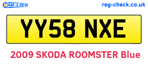 YY58NXE are the vehicle registration plates.